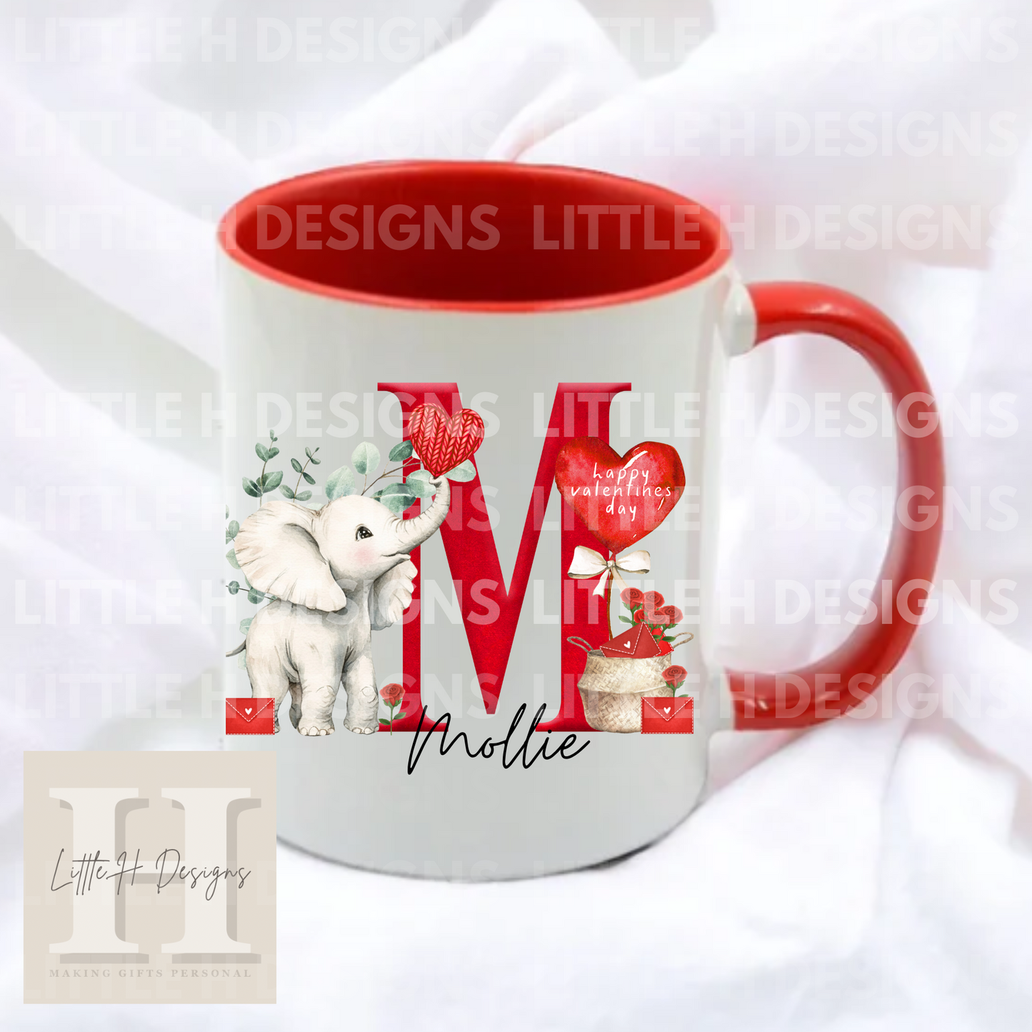 Elephant Valentine's Personalised Mug